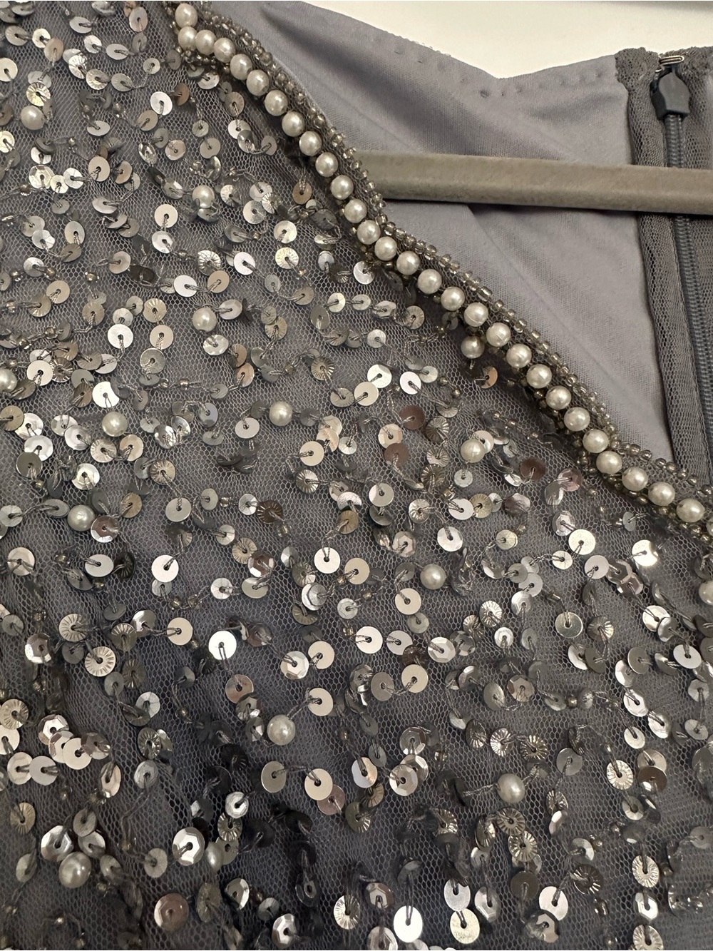 Adrianna Papell Silver Beaded Maxi Gown - Picture 6 of 11